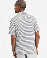 Club Room Men's Textured Knit Striped Popover Polo Shirt, Macy's Exclusive
