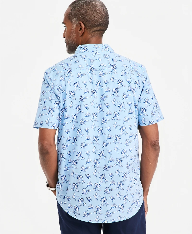 Club Room Men's Ketch Floral Poplin Short-Sleeve Shirt, Macy's Exclusive - Print
