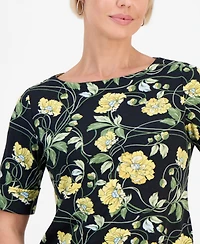 Style & Co Petite Boat-Neck Elbow-Sleeve Top, Macy's Exclusive