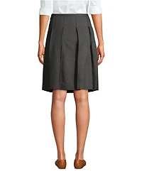 Lands' End Women's Top of Knee Solid Box Pleat Skirt