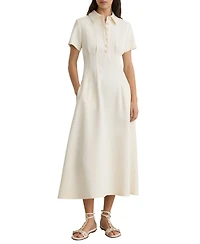 Reiss Women's Button-Neck Short-Sleeve Midi Dress