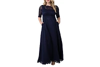 Kiyonna Plus Women'sPlus Leona Lace Long Formal Gown