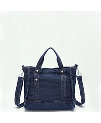 Susu Women's Rework Tote Bag Crossbody Shoulder Washed Blue Mini Satchel Top Handle Everyday Casual Handbag