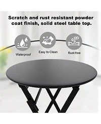 gaomon 3-Piece Folding Patio Bistro Set with Round Table and 2 Chairs, Space-Saving Metal Outdoor/Indoor Furniture for Balcony