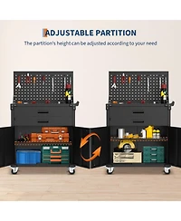 gaomon 35 Inch Heavy Duty Rolling Tool Cabinet with 2 Adjustable Shelves, Mobile Workbench for Garage, Workshop