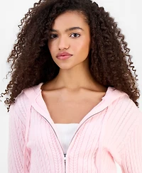 Madden Girl Women's Cable-Knit Zippered Hoodie