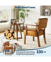 gaomon Set of 2 Mid Century Modern Accent Chairs, Faux Leather Armchairs with Vertical Tufted Back