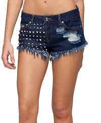 Edikted Women's Studded and Distressed Low Rise Denim Shorts