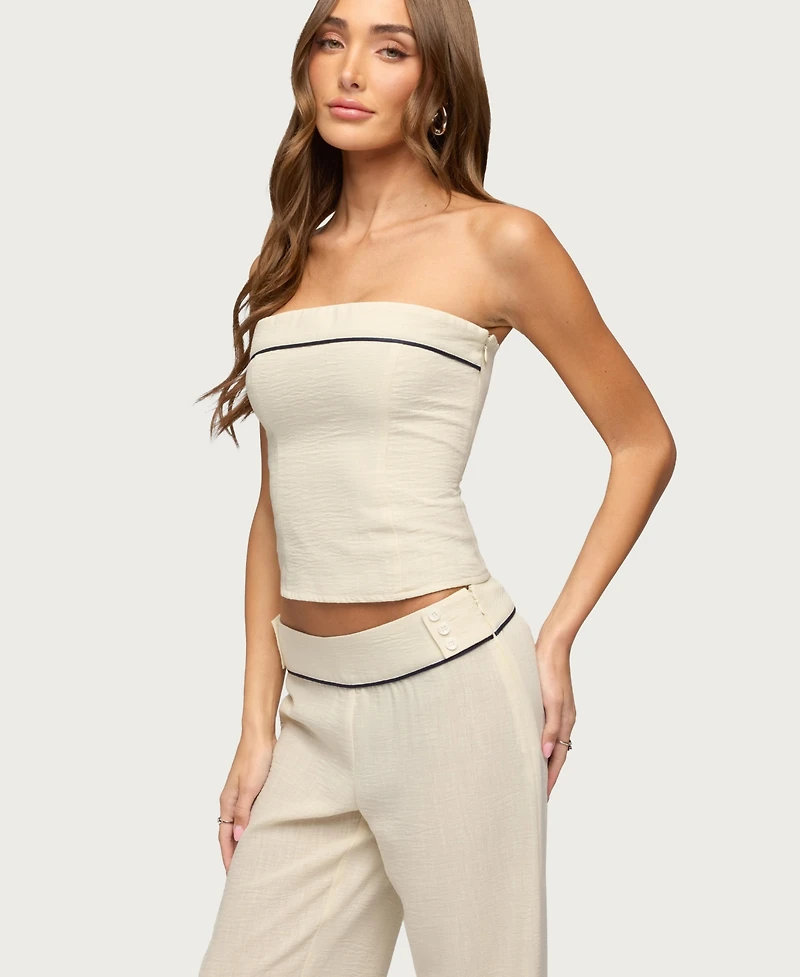 Edikted Women's Dorine Contrast Woven Strapless Top
