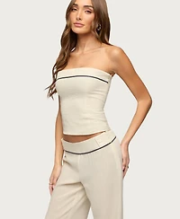Edikted Women's Dorine Contrast Woven Strapless Top