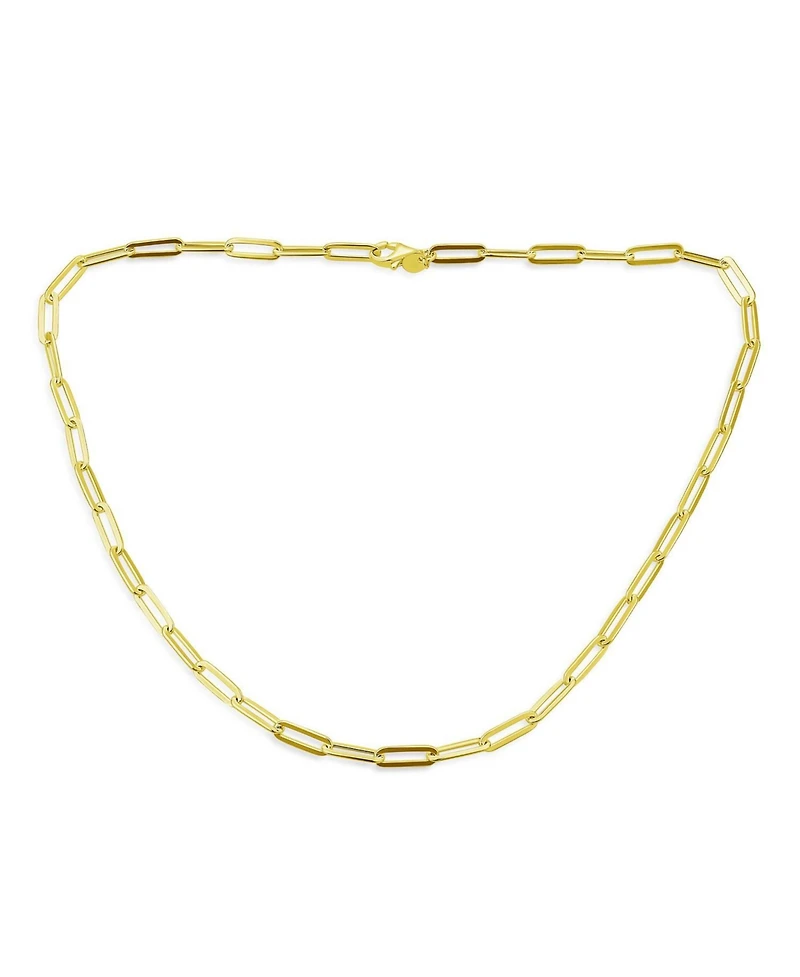Bling Jewelry Paperclip Link Chain Necklace 14K Gold Over .925 Sterling Silver 18, 20 Inch Nickel-Free