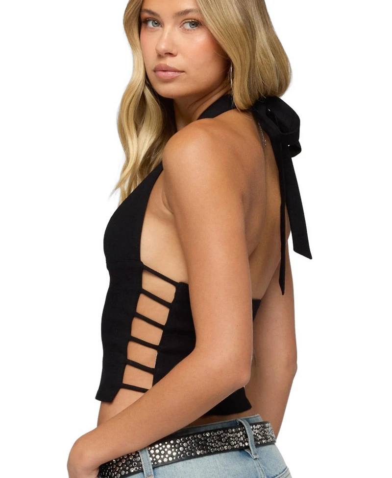 Edikted Women's Aneera Cutout Plunging Halter Top