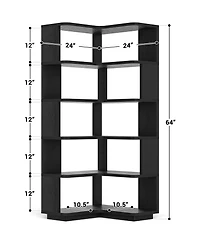 Aheaplus 5-Tier Corner Bookshelf, Space-saving Bookcase Display Storage Shelf