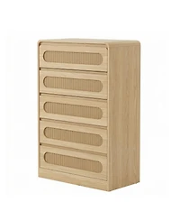gaomon 5 Drawer Dresser, Farmhouse Wooden Vertical Dresser with Metal Handles, Modern Cabinet for Bedroom, Living Room