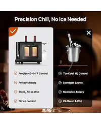 Ca'Lefort Electric Wine Chiller ,46-64degree(s)F Wine Cooler, All-in-1 Set Electric Opener and 2 Glasses, for Home/Office, Gift