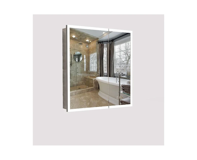 Casainc 30"W x 32"H Led Lighted Medicine Cabinet with Mirror, Anti-Fog Bathroom Mirror Cabinet