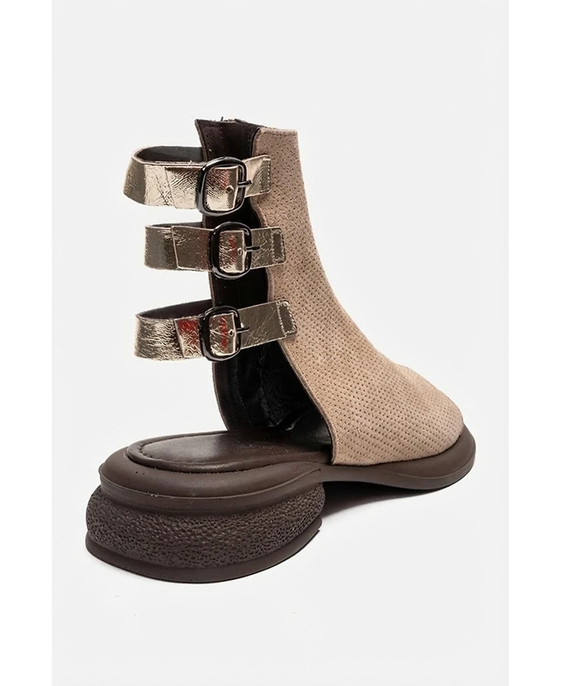 Forever & Always Shoes Women's Carina Leather Side Zip Sandal