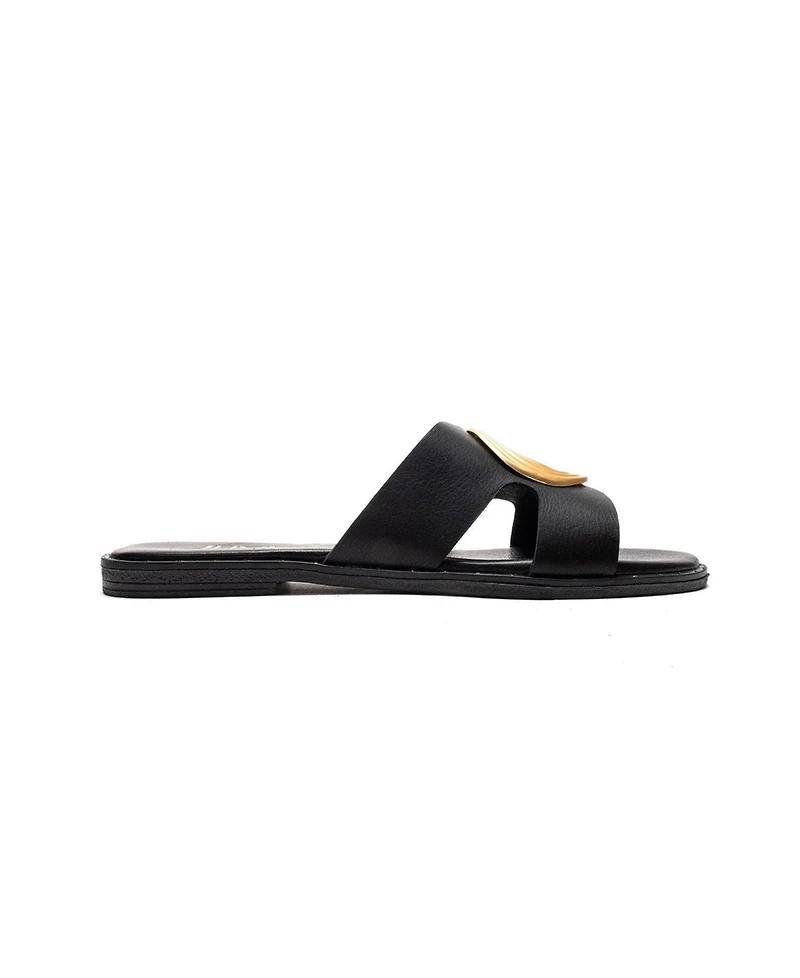 Forever & Always Shoes Women's Nolita Leather Slide Sandal