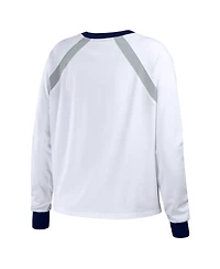 Wear by Erin Andrews Women's White New York Yankees Raglan Long Sleeve T-Shirt