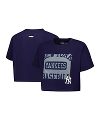 Pro Standard Women's Navy New York Yankees Made To Play Boxy Cropped T-Shirt