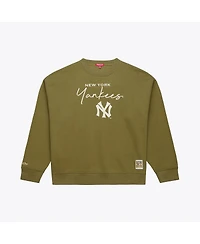 Mitchell Ness Women's Olive New York Yankees Cooperstown Collection Fleece Sweatshirt