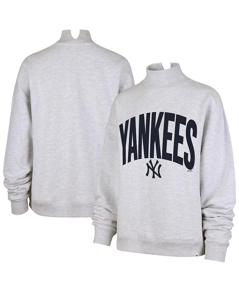 47 Brand Women's Heather Gray New York Yankees Subtle Muse Mock Neck Sweatshirt
