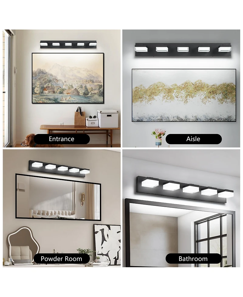 Busdays Modern 5 Light Led Bathroom Vanity Lights Over Mirror Wall Fixture