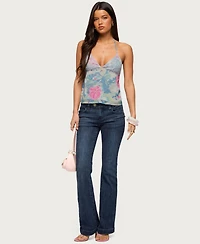 Edikted Women's Bloomey Printed Backless Halter Top