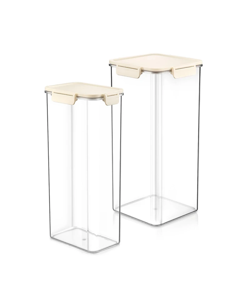 Sorbus 2 Piece Narrow and Square Tall Airtight Food Storage Container – Clear Stackable Canister for Pantry, Rice, Pasta, Cereal and Snacks