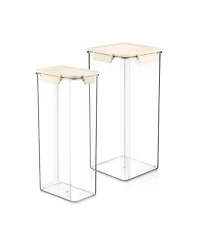 Sorbus 2 Piece Narrow and Square Tall Airtight Food Storage Container – Clear Stackable Canister for Pantry, Rice, Pasta, Cereal and Snacks