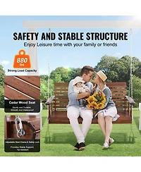 Cozito Wooden Porch Swing 5.5 feet with Cup Holders, Steel Chains and Cedar Wood Seat