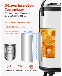 Cozito Insulated Beverage Dispenser, 2.4 Gal 9.2L Stainless Steel Server with Display