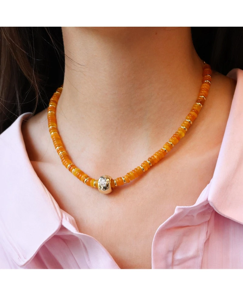 The Lovery Bead Rondel Necklace 18K Gold Plated Over Brass