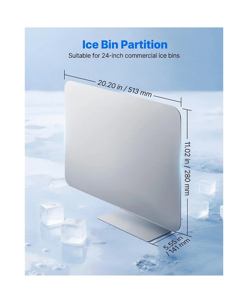 Cozito Ice Bin Partition Stainless Steel Divider for 24 in Bar Ice Bins