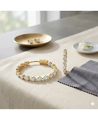 Simona Radiant Pearshaped Inside-Outside Cz Hoop Earrings