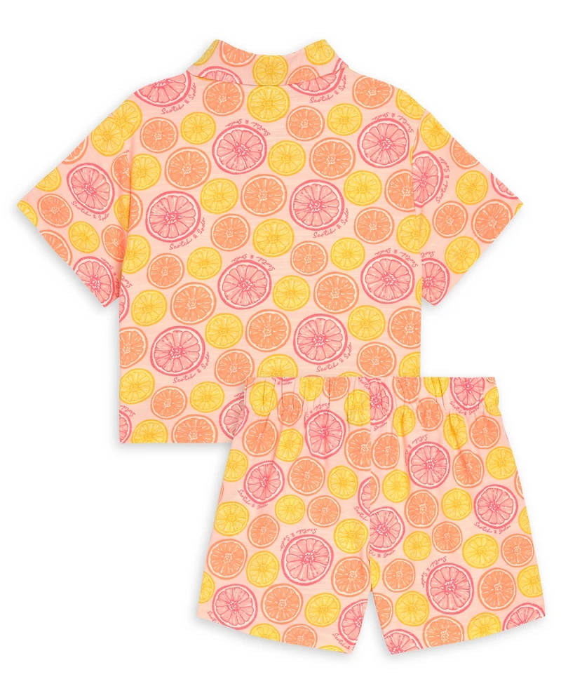Scotch & Soda Girls' 4-6X Citrus Print Button-Front Top and Shorts, 2-Piece Set
