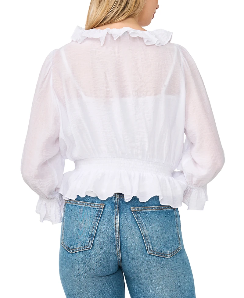 Sam & Jess Women's Tie-Neck Ruffle-Sleeve Top