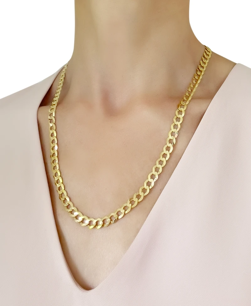 22" Open Curb Link Chain Necklace (7mm) in Solid 14k Gold