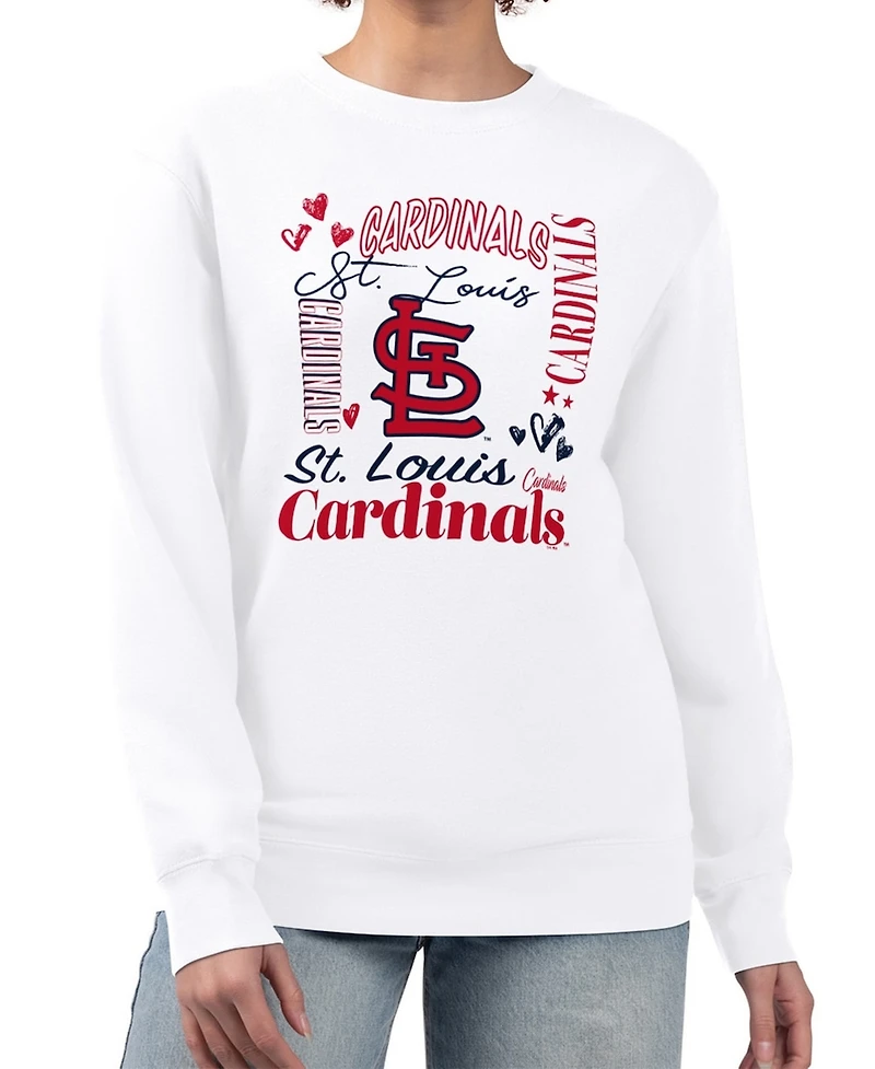 G-iii 4Her by Carl Banks Women's White St. Louis Cardinals Collage Team Graphic Fleece Pullover Hoodie