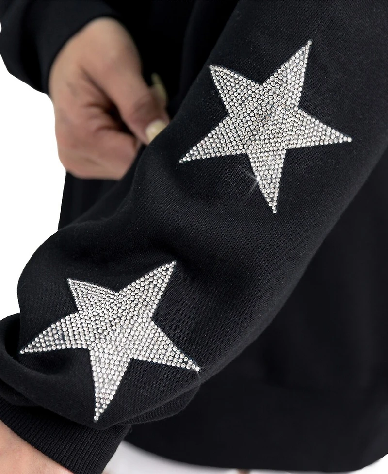 Gameday Couture Women's Black Philadelphia Eagles Velocity Relaxed Rhinestone Pullover Sweatshirt