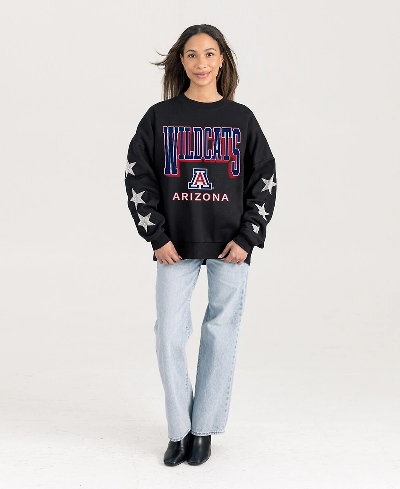 Gameday Couture Women's Black Arizona Wildcats Pure Victory Relaxed Rhinestone Pullover Sweatshirt