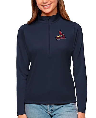 Antigua Women's Navy St. Louis Cardinals Tribute Quarter-Zip Pullover Sweatshirt