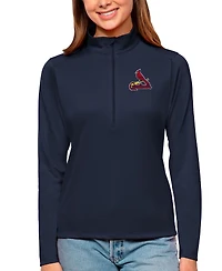 Antigua Women's Navy St. Louis Cardinals Tribute Quarter-Zip Pullover Sweatshirt