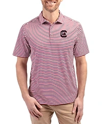 Cutter & Buck Men's Garnet South Carolina Gamecocks Virtue Eco Pique Stripe DryTec Polo Shirt