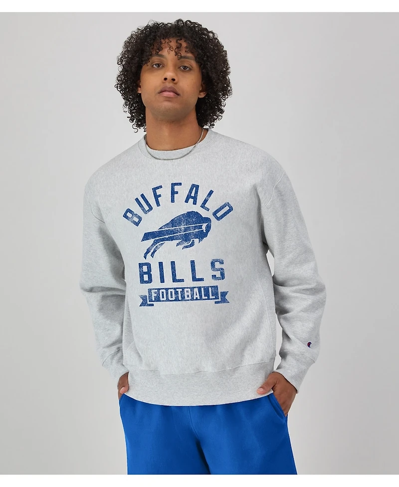 Champion Men's Heather Gray Buffalo Bills Reverse Weave Fleece Pullover Sweatshirt
