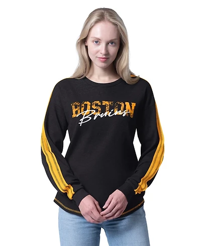 G-iii 4Her by Carl Banks Women's Black Boston Bruins Advantage Thermal Long-Sleeve Tri-Blend T-Shirt