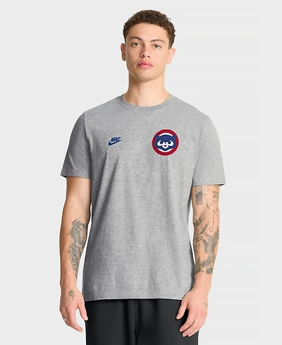 Nike Men's Heather Gray Chicago Cubs Cooperstown 2-Hit T-Shirt