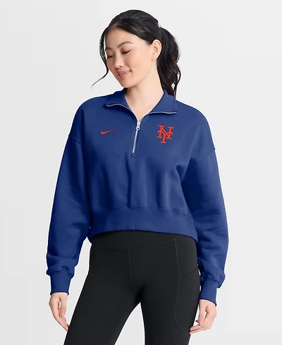 Nike Women's Royal New York Mets Primetime Phoenix Fleece Half-Zip Sweatshirt