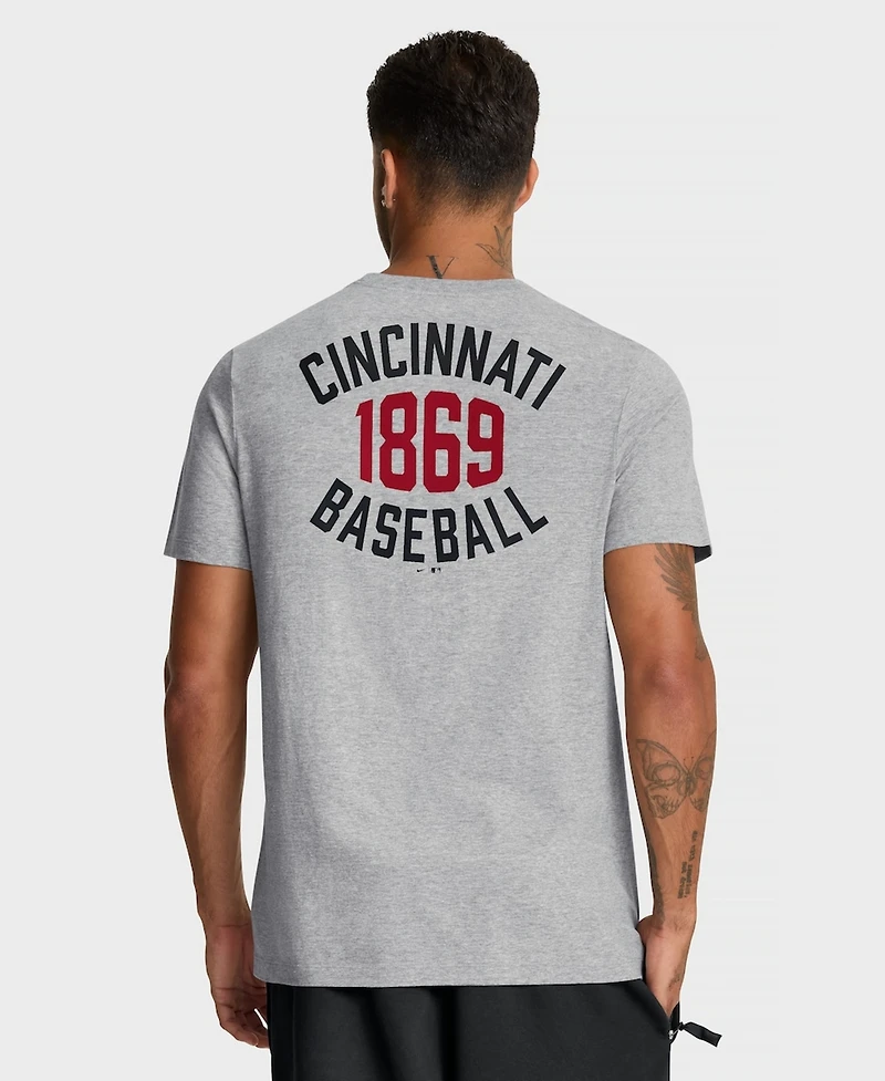 Nike Men's Heather Gray Cincinnati Reds Cooperstown 2-Hit T-Shirt