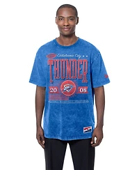 New Era Men's Blue Oklahoma City Thunder Oversized Throwback Collection Mineral Wash T-Shirt